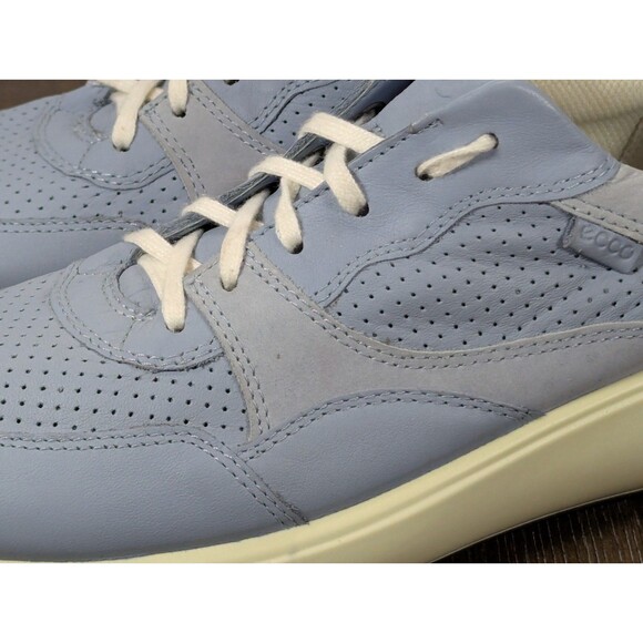 ECCO Casual Soft Leather Sneakers Womens 10 Dusty Blue Walking Athleisure - Picture 4 of 16